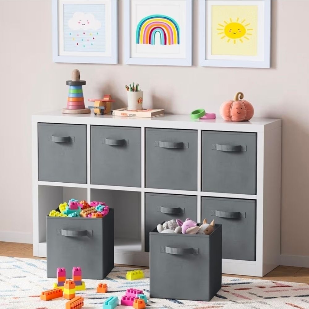 🔸️Gray Canvas Dual Handle Collapsible Storage Bin Set of 4 - Picture 5 of 12